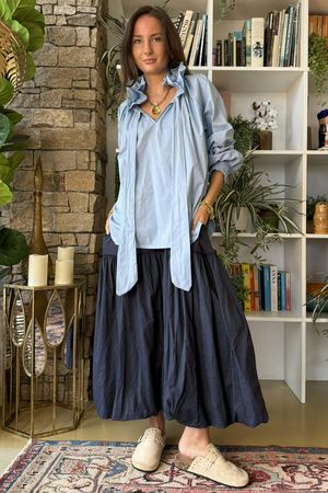 Paloma Bubble Hem Layering Dress Navy 